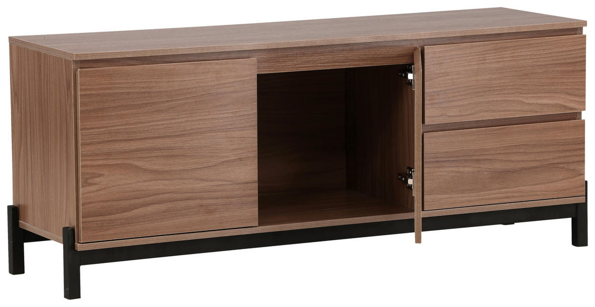 SIDEBOARD 135/56/40 cm  - Nussbaumfarben/Schwarz, Design, Holz/Holzwerkstoff (135/56/40cm) - Livetastic