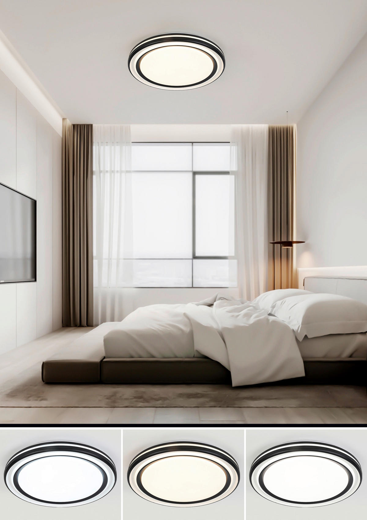 STROPNA LED-SVETILKA   48 W/5400 lm/3000-6500 K/220-240 V/ - črna/bela, Trend, kovina/umetna masa (49/6cm) - Novel