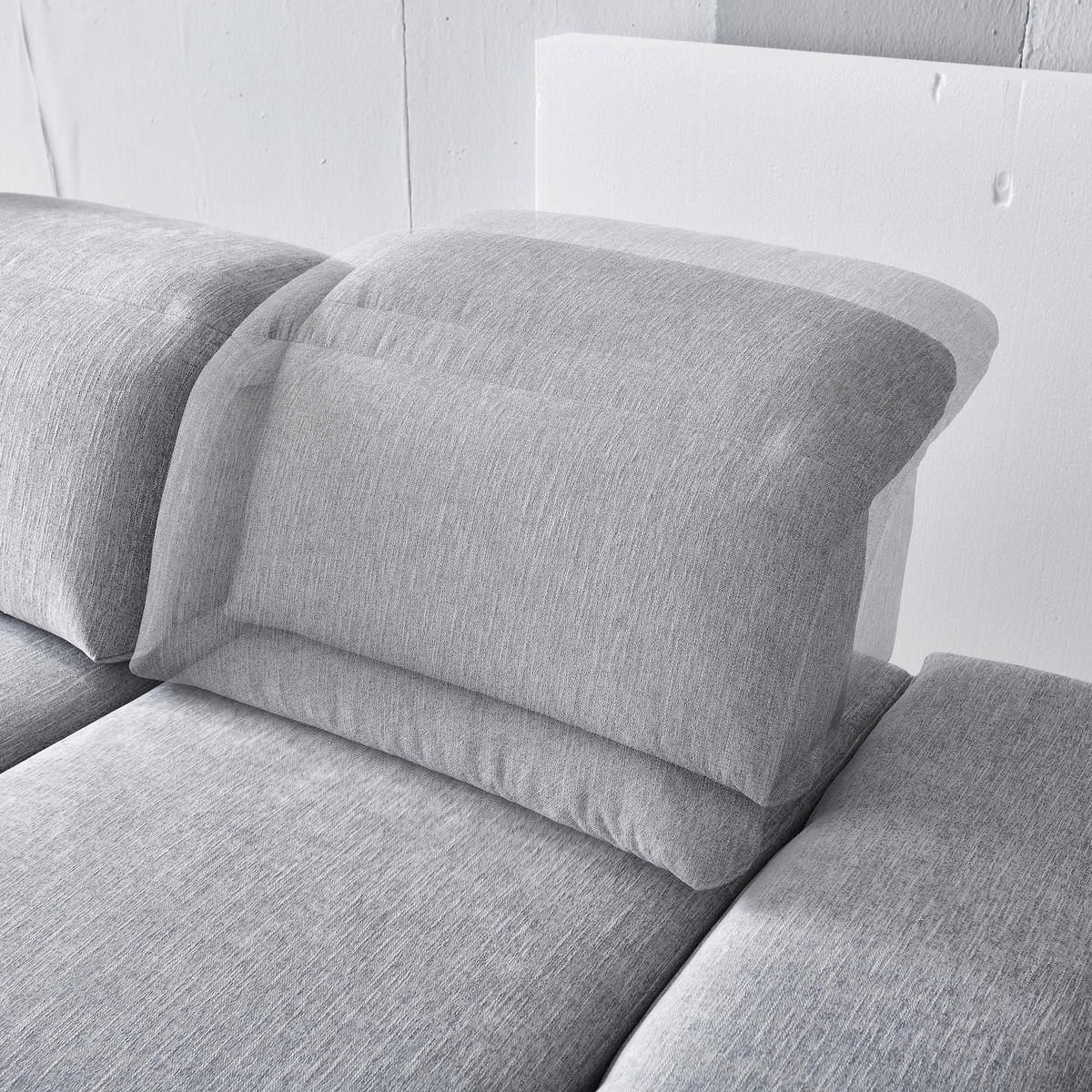 ECKSOFA  in Webstoff Hellgrau  180/289 cm  - Hellgrau/Schwarz, Design, Textil/Metall (180/289cm) - Stylife