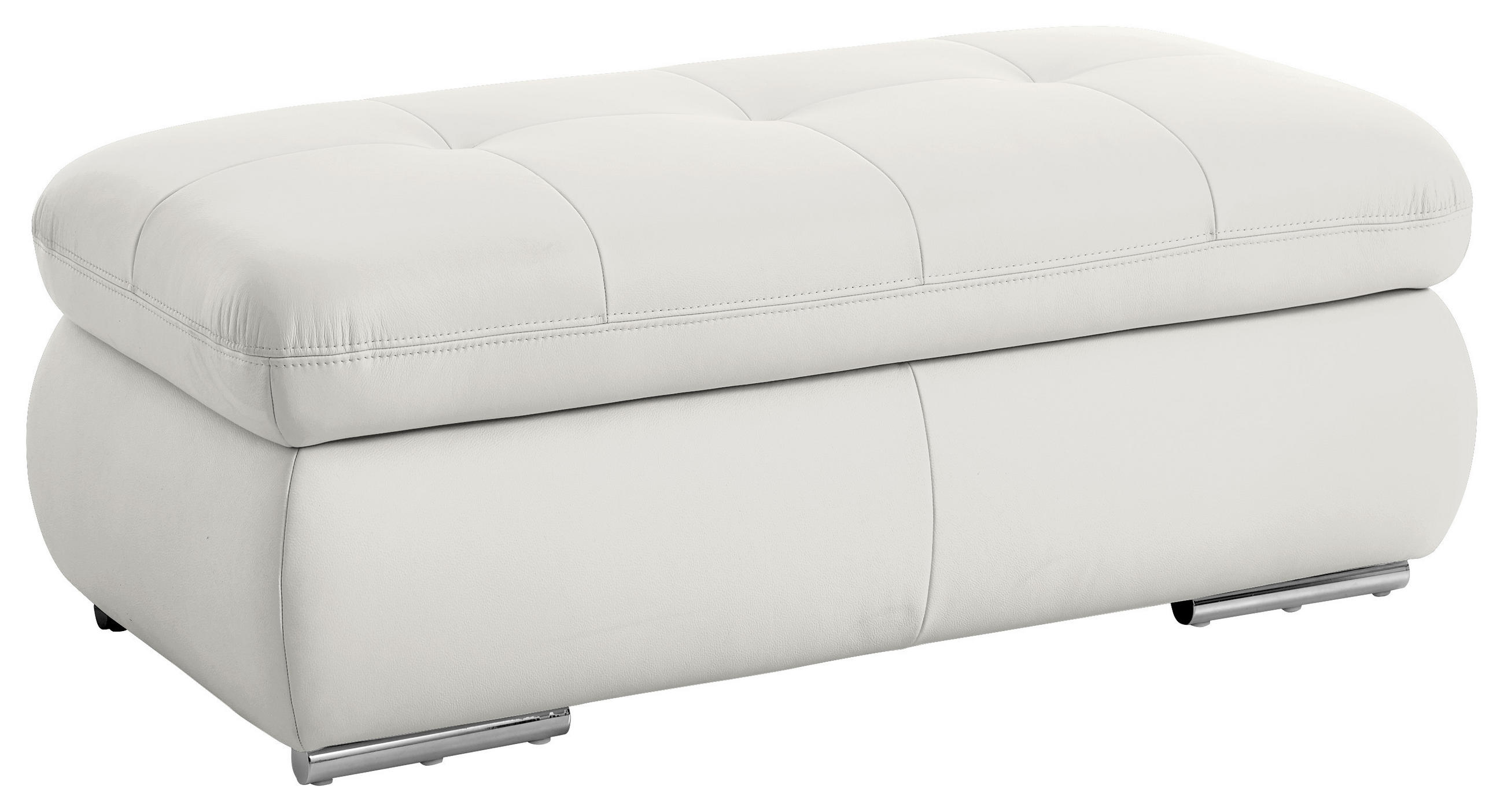 HOCKER in Leder Weiss - Weiss/Edelstahlfarben, Design, Leder/Metall (129/49/64cm) - Beldomo Speed