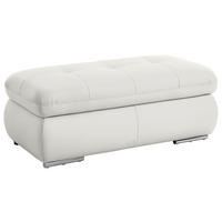 HOCKER in Leder Weiss  - Weiss/Edelstahlfarben, Design, Leder/Metall (129/49/64cm) - Beldomo Speed