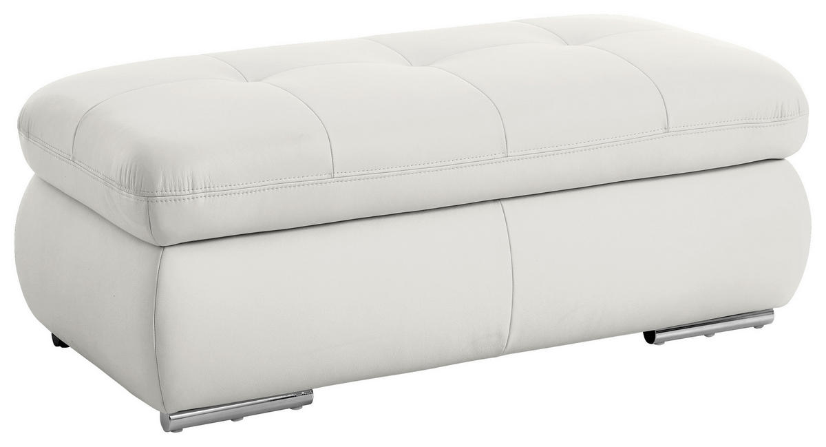 HOCKER in Leder Weiss  - Weiss/Edelstahlfarben, Design, Leder/Metall (129/49/64cm) - Beldomo Speed