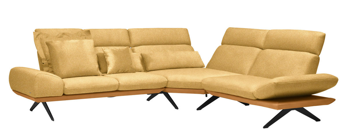 ECKSOFA  in Chenille, Flachgewebe Gelb  270/239 cm  - Gelb/Schwarz, Design, Textil/Metall (270/239cm) - Koinor