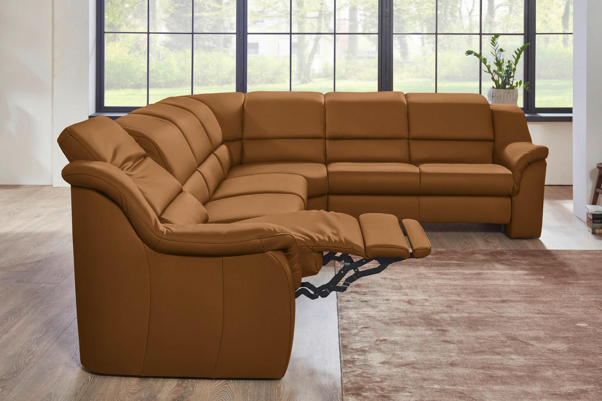 ECKSOFA  in Echtleder Cognac  324/260 cm  - Chromfarben/Cognac, KONVENTIONELL, Leder/Kunststoff (324/260cm) - Cantus