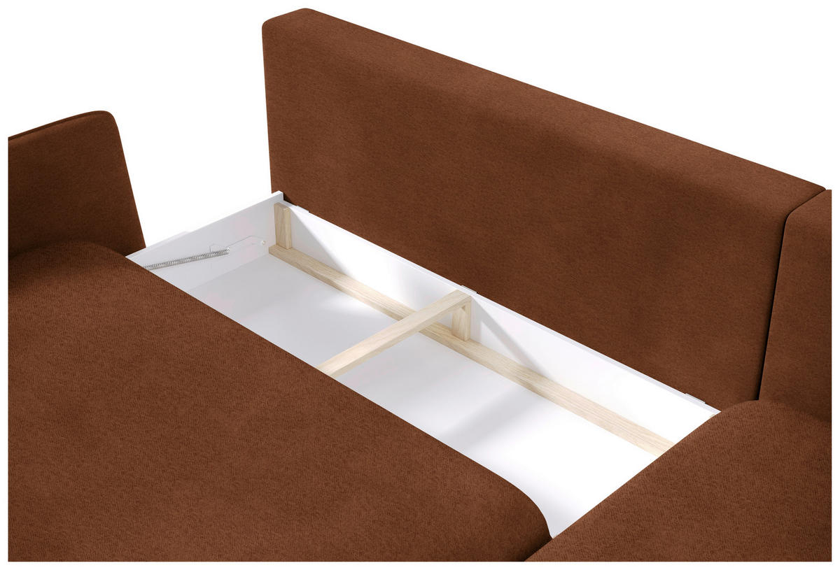 ECKSOFA in Velours Braun  260/167 cm  - Schwarz/Braun, Design, Holz/Textil (260/167cm) - Welnova