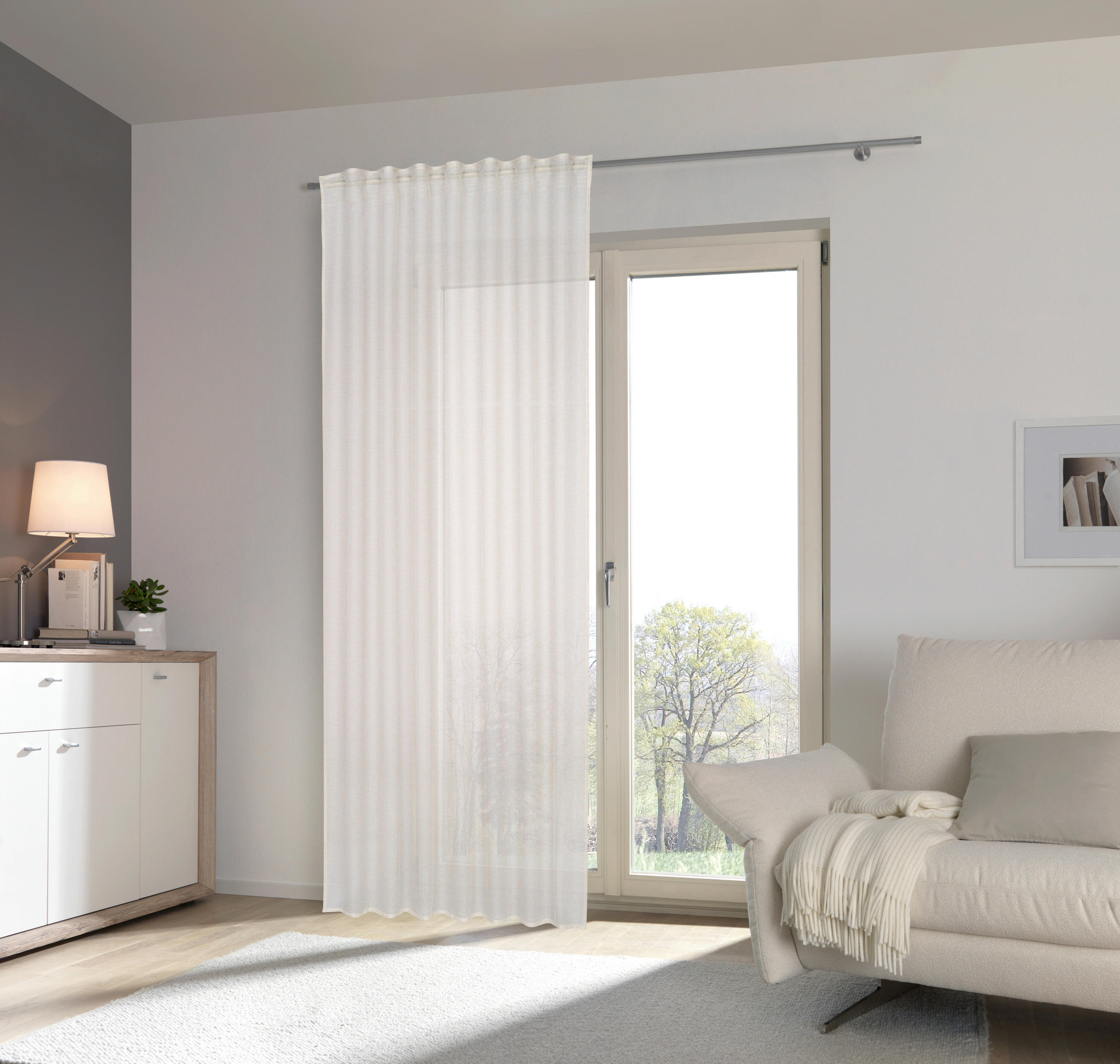 FERTIGVORHANG  transparent   140/245 cm  - Beige, Basics, Textil (140/245cm) - Esposa