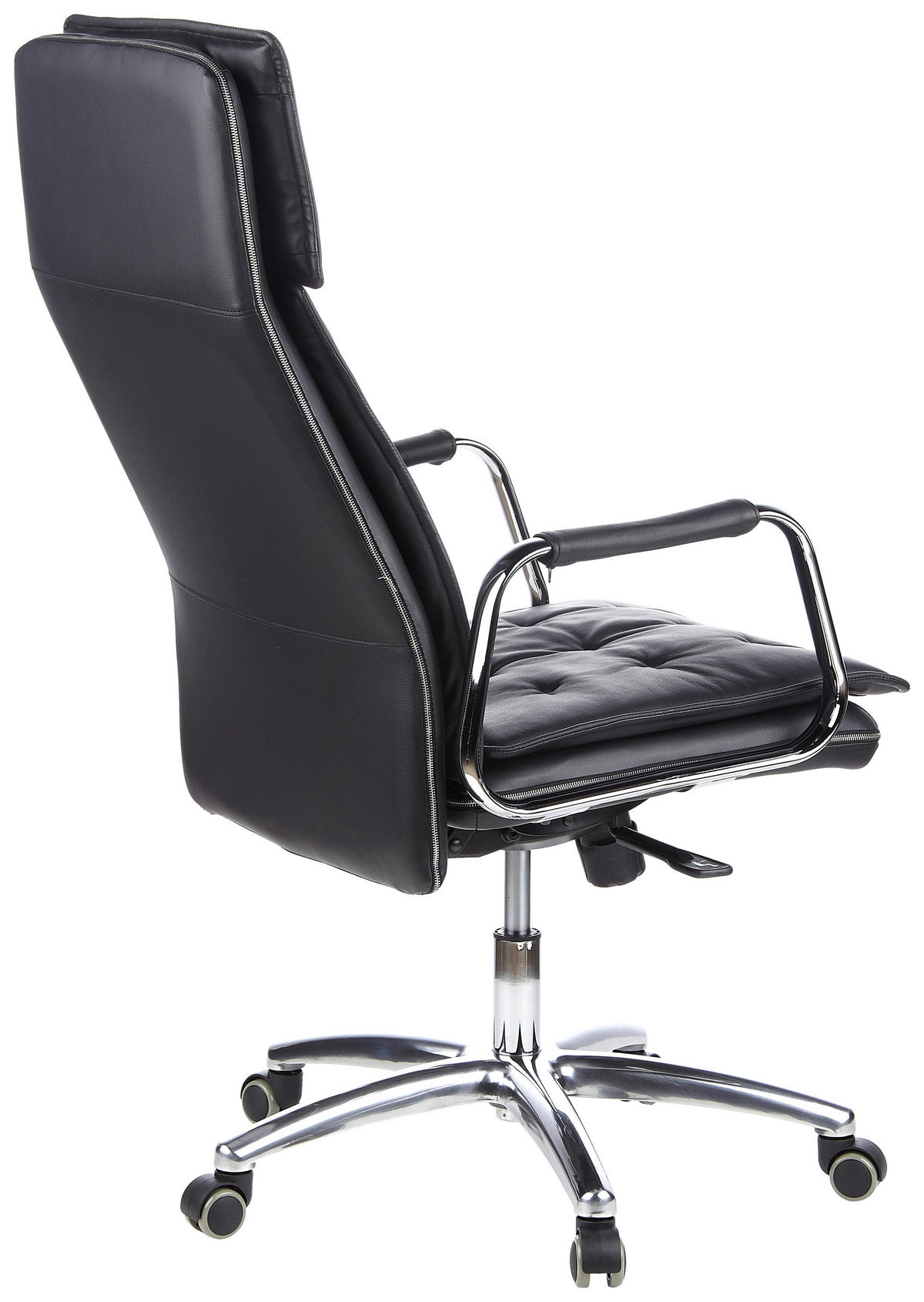 CHEFSESSEL Schwarz  - Schwarz, Basics, Leder/Kunststoff (60/130/48cm) - MID.YOU