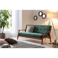 SCHLAFSOFA Samt Grün, Kirschbaumfarben  - Kirschbaumfarben/Grün, MODERN, Holz/Textil (190/81/85cm) - Livetastic