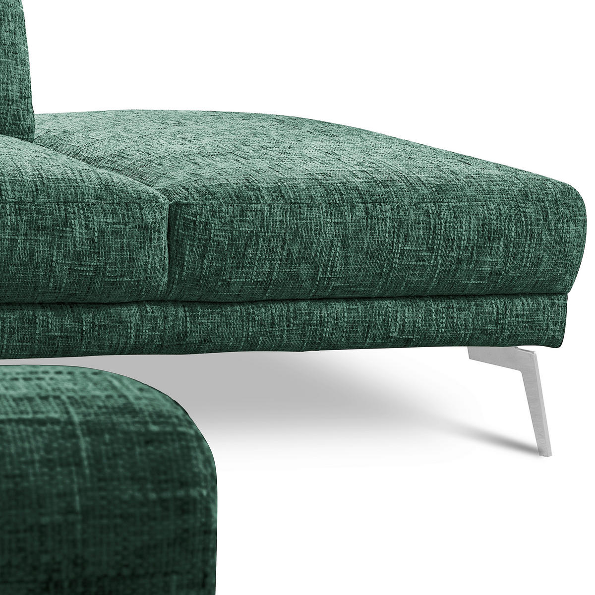 ECKSOFA  Webstoff Grün  - Chromfarben/Grün, Design, Textil/Metall (273/250cm) - Livetastic