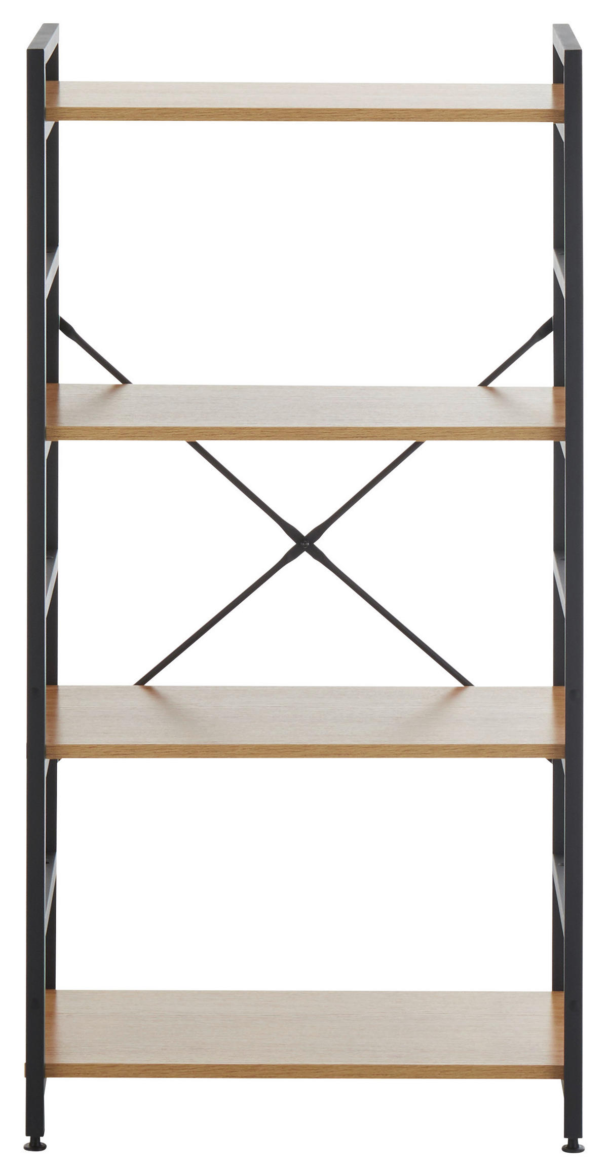 REGÁL, černá, barvy dubu, železo, 60/117/34 cm - černá/barvy dubu, Design, kov/kompozitní dřevo (60/117/34cm)