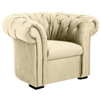 CHESTERFIELD-SESSEL Velours Beige  - Beige/Schwarz, Design, Holz/Textil (114/78/91cm) - MID.YOU