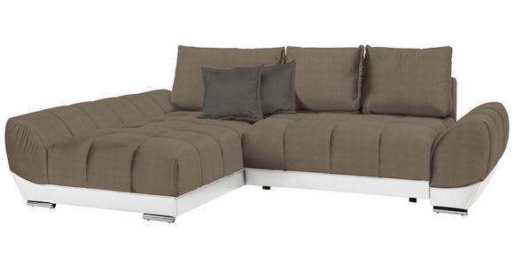 ECKSOFA in Weiß, Dunkelbraun, Hellbraun  - Hellbraun/Dunkelbraun, MODERN, Textil/Metall (192/290cm) - Carryhome