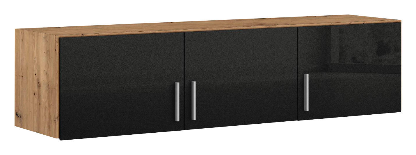 Carryhome Aufsatzschrank Dunkelgrau, Eiche Artisan 136x39x54 cm