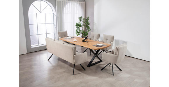 SITZBANK 180/93/67 cm Cord Beige Metall - Beige/Schwarz, Design, Textil/Metall (180/93/67cm) - Novel