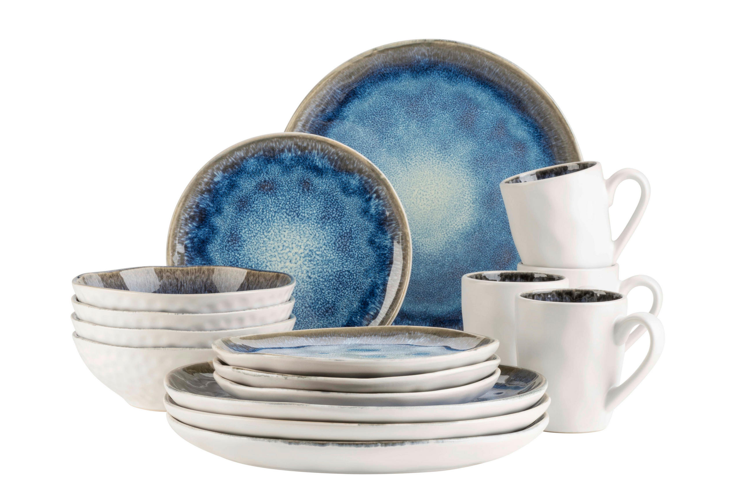 KOMBISERVICE Dunkelblau 16-teilig  - Dunkelblau, Basics, Keramik - Mäser