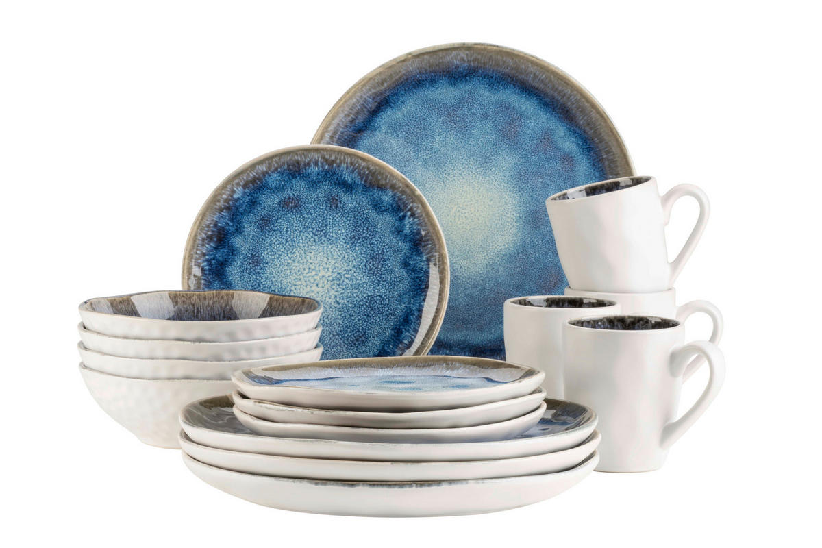 KOMBISERVICE 16-teilig  - Dunkelblau, Basics, Keramik - Mäser
