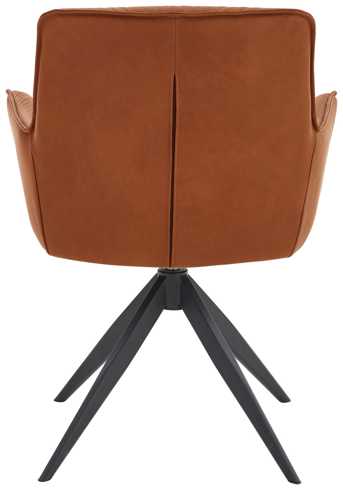 ARMLEHNSTUHL drehbar  in Eisen Echtleder pigmentiert  - Cognac/Schwarz, Design, Leder/Metall (59/89/63cm) - Dieter Knoll