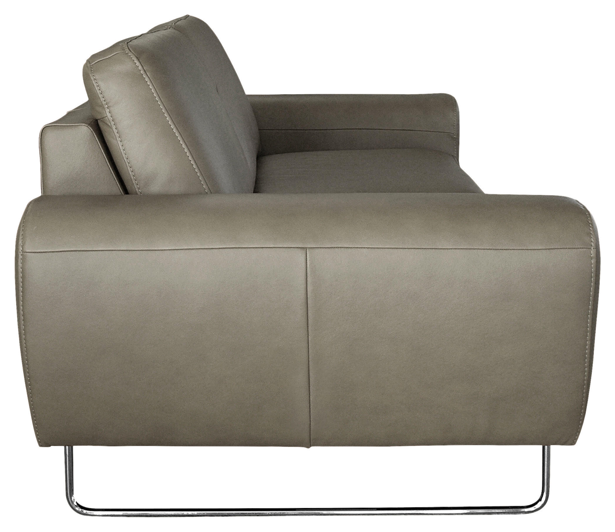 3-SITZER-SOFA in Echtleder Grau  - Chromfarben/Grau, Design, Leder/Metall (207/85/92cm) - Livetastic