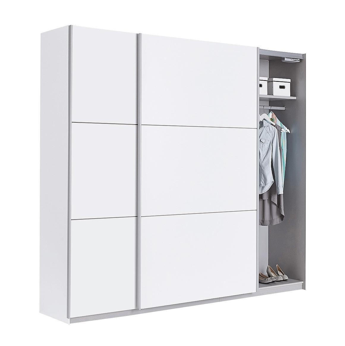 SCHWEBETÜRENSCHRANK 222/210/61 cm 2-türig Weiß  - Alufarben/Weiß, Design, Holzwerkstoff/Metall (222/210/61cm) - Ti'me