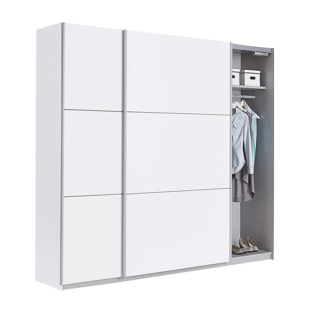 SCHWEBETÜRENSCHRANK 222/210/61 cm 2-türig Weiß  - Alufarben/Weiß, Design, Holzwerkstoff/Metall (222/210/61cm) - Ti'me