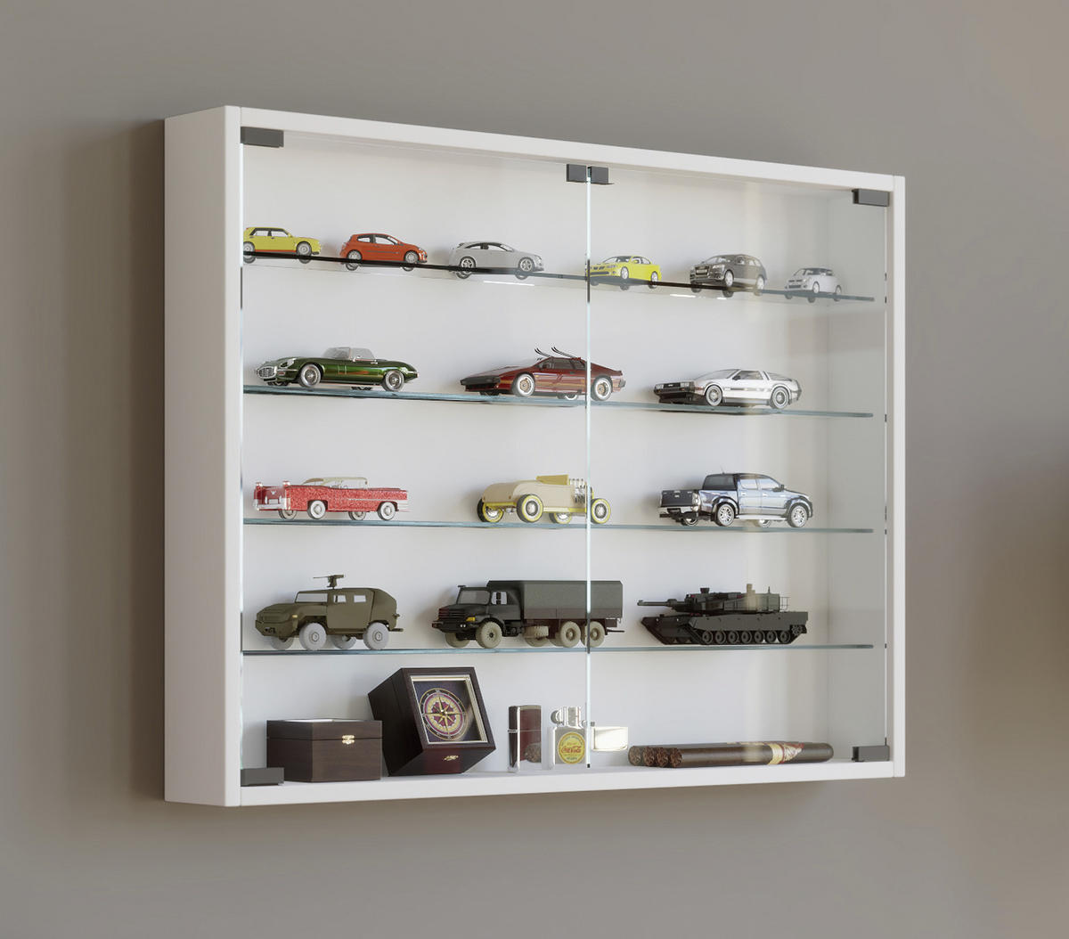 HÄNGEVITRINE in Weiß   - Schwarz/Weiß, KONVENTIONELL, Glas/Holzwerkstoff (80/60/10cm) - MID.YOU