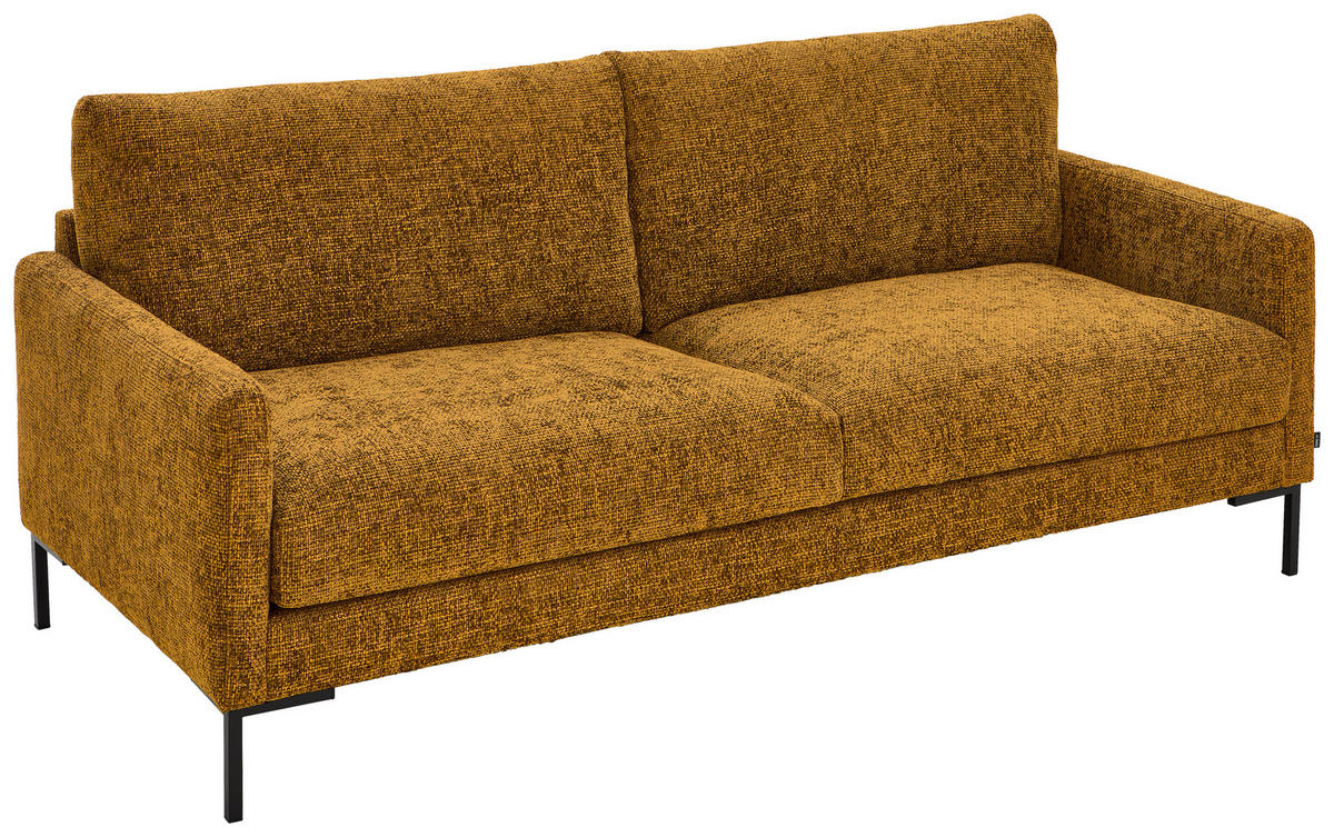 3-SITZER-SOFA in Webstoff Gelb  - Gelb/Schwarz, Konventionell, Textil/Metall (196/78/90cm) - MID.YOU