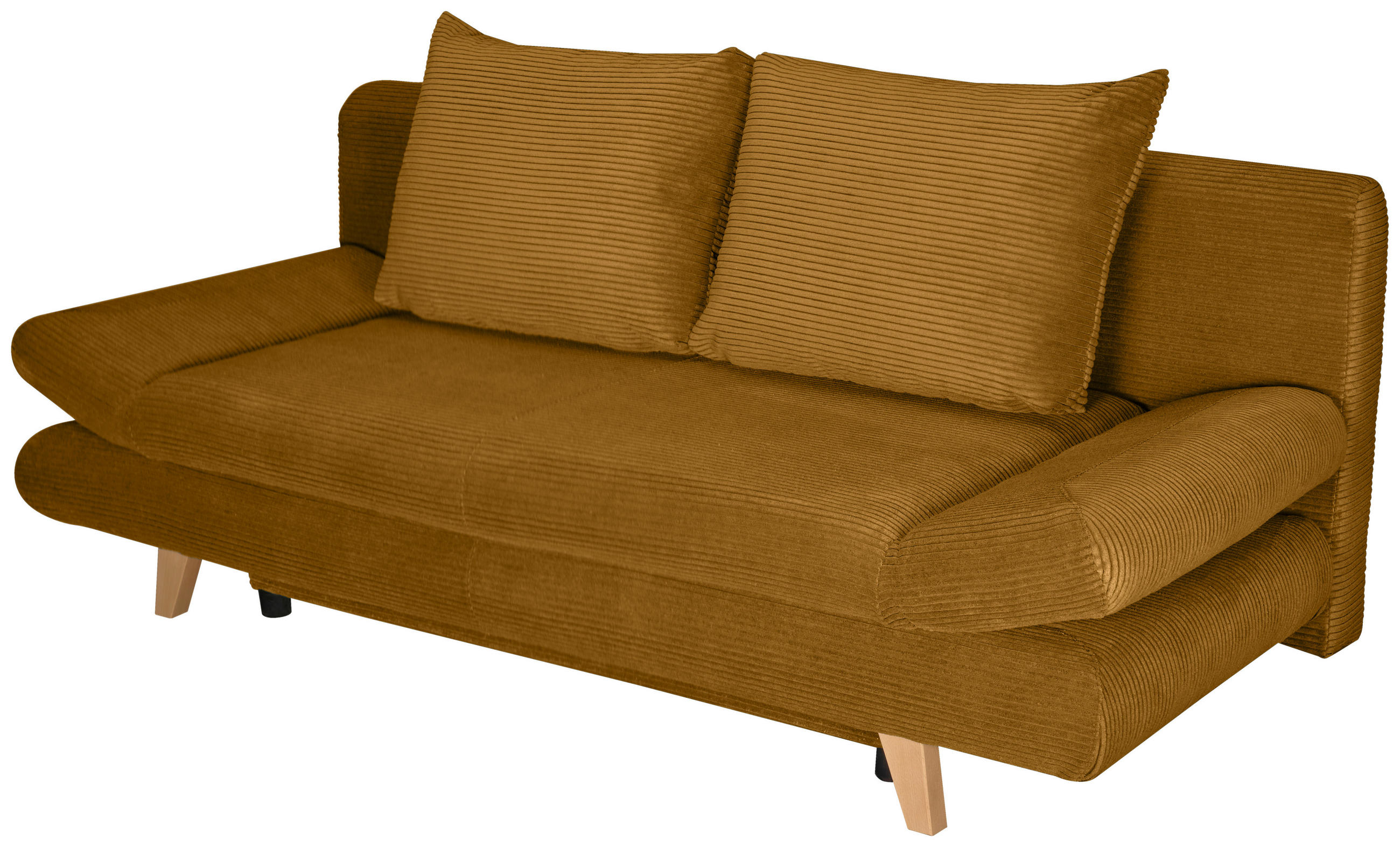 SCHLAFSOFA Cord Currygelb  - Currygelb/Buchefarben, KONVENTIONELL, Holz/Textil (200/75/85cm) - Carryhome