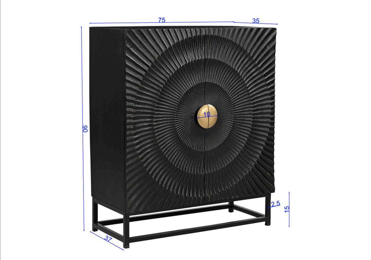 KOMMODE , ,  - Goldfarben/Schwarz, Design, Holz/Metall (75/35/90cm) - MID.YOU