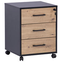 ROLLCONTAINER Schwarz, Eiche Artisan  - Schwarz/Eiche Artisan, MODERN, Holzwerkstoff/Kunststoff (43/56/42cm) - Livetastic