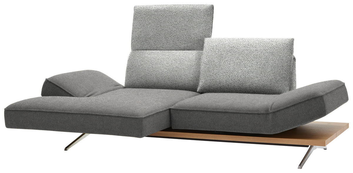 ECKSOFA in Flachgewebe Hellgrau  132/240 cm  - Chromfarben/Hellgrau, Design, Holz/Textil (132/240cm) - Koinor