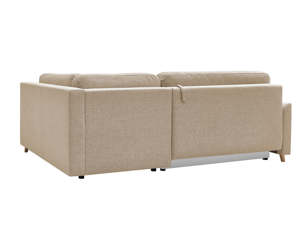 ECKSOFA MILOS Beige Flachgewebe, Struktur Rückenkissen, Bettkasten, Schlaffunktion, Rücken echt  - Beige/Naturfarben, Design, Textil (224/148cm) - P & B