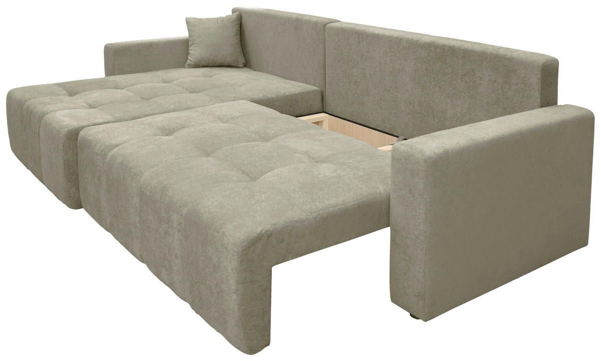ECKSOFA LAGUNA Beige Frottee  - Beige/Schwarz, Design, Kunststoff/Textil (143/260cm) - MID.YOU