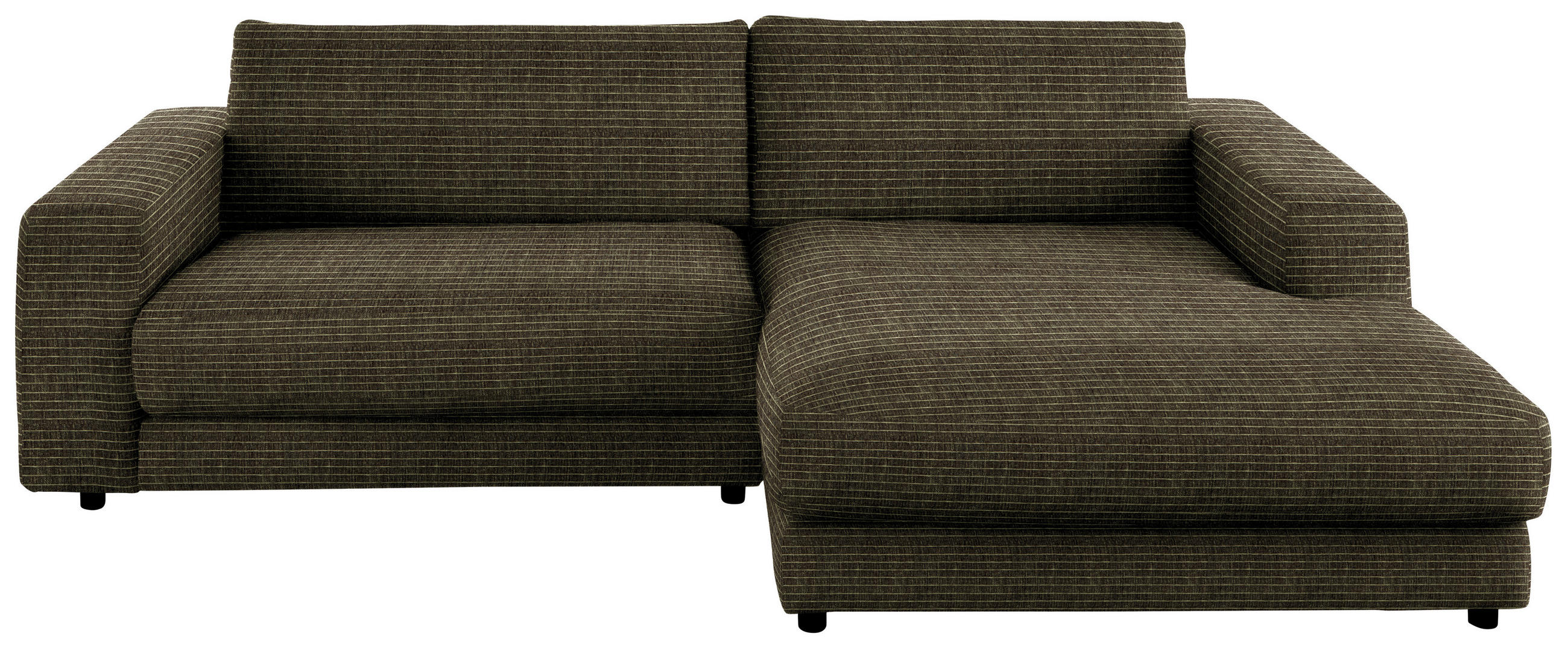 ECKSOFA in Chenille Olivgrün  - Schwarz/Olivgrün, Design, Kunststoff/Textil (270/190cm) - Lomoco