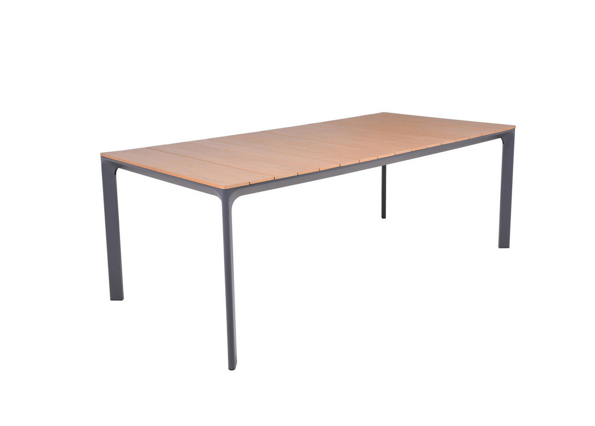 GARTENTISCH Metall, Kunststoff Anthrazit, Braun rechteckig  - Anthrazit/Braun, Basics, Kunststoff/Metall (208/100/74cm) - Gardenson