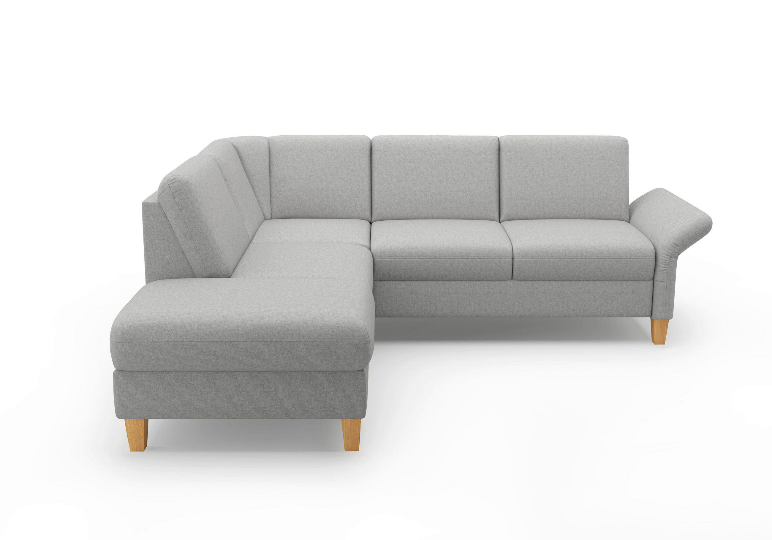 ECKSOFA ROCHELLE E Hellgrau Flachgewebe  - Eichefarben/Hellgrau, KONVENTIONELL, Holz/Textil (216/240cm) - Sit & More