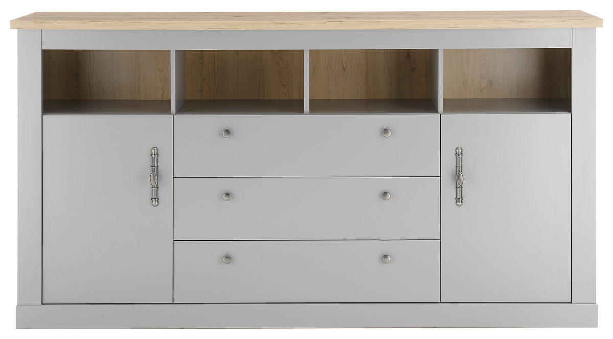 SIDEBOARD  in 198/104/44 cm  - Eichefarben/Silberfarben, Design, Holzwerkstoff/Metall (198/104/44cm) - MID.YOU