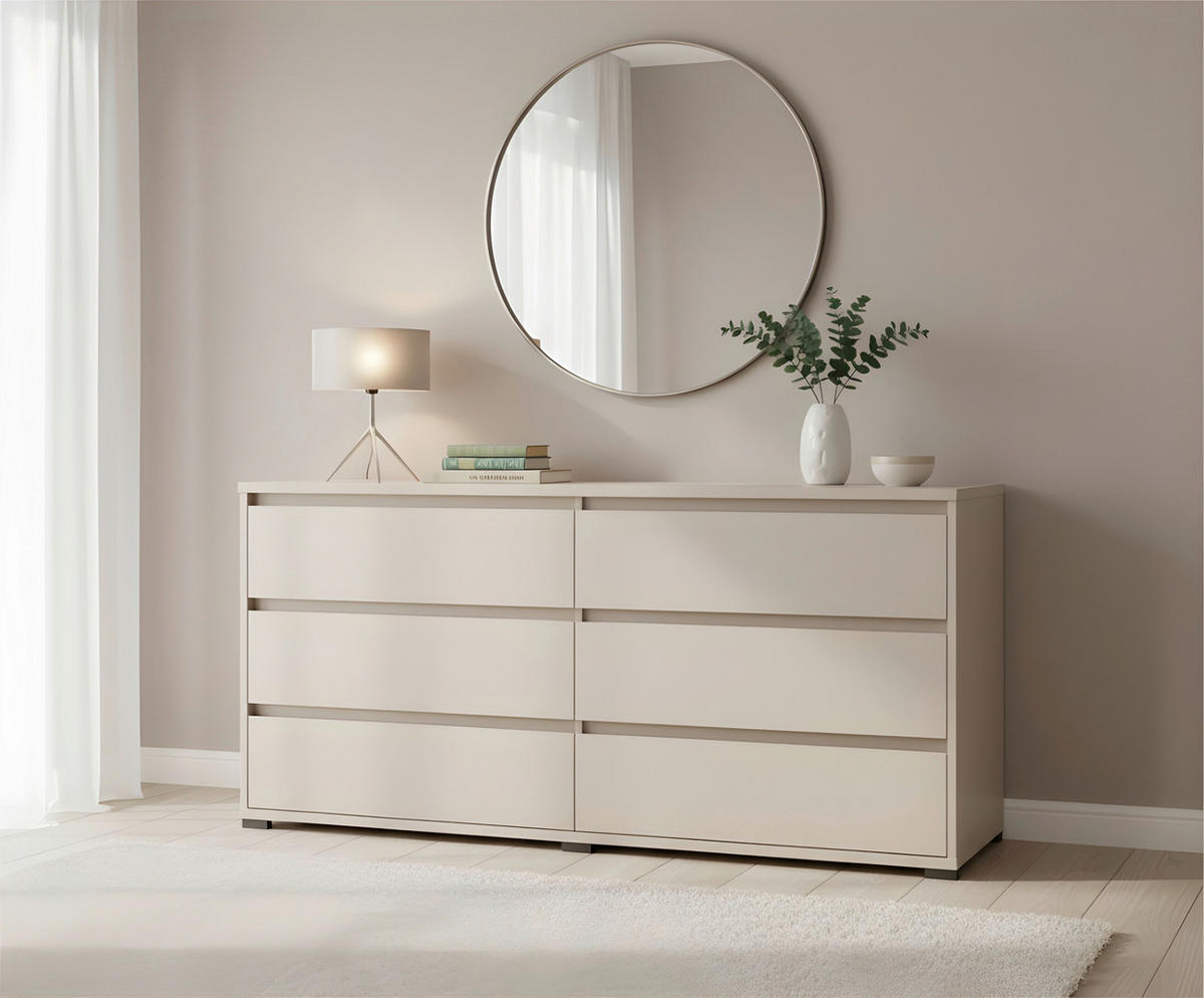 ŠIROKA KOMODA, kašmir  - kašmir/antracit, Design, umetna masa/leseni material (160/79/48cm) - Carryhome