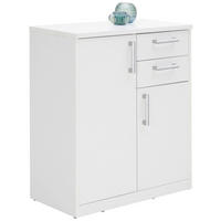 KOMODA, bela  - srebrne barve/črna, Konvencionalno, umetna masa/leseni material (72/84/36cm) - Xora