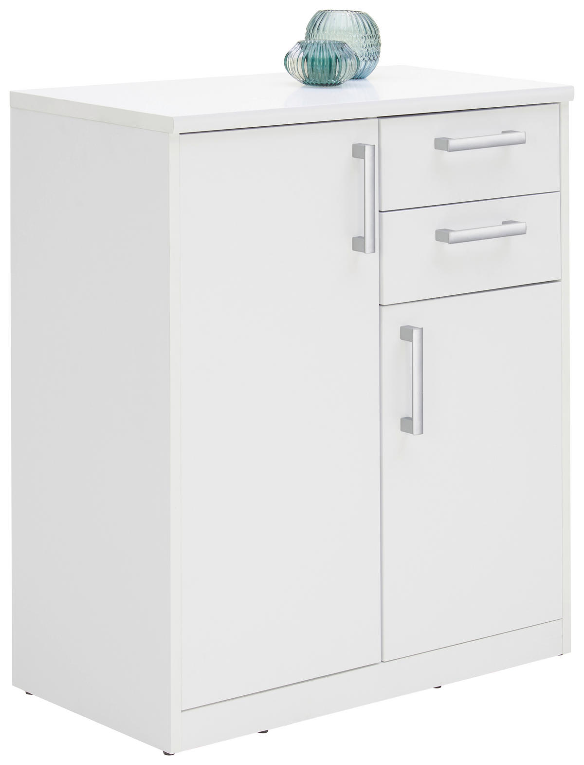 KOMODA, bela  - srebrne barve/črna, Konvencionalno, umetna masa/leseni material (72/84/36cm) - Xora