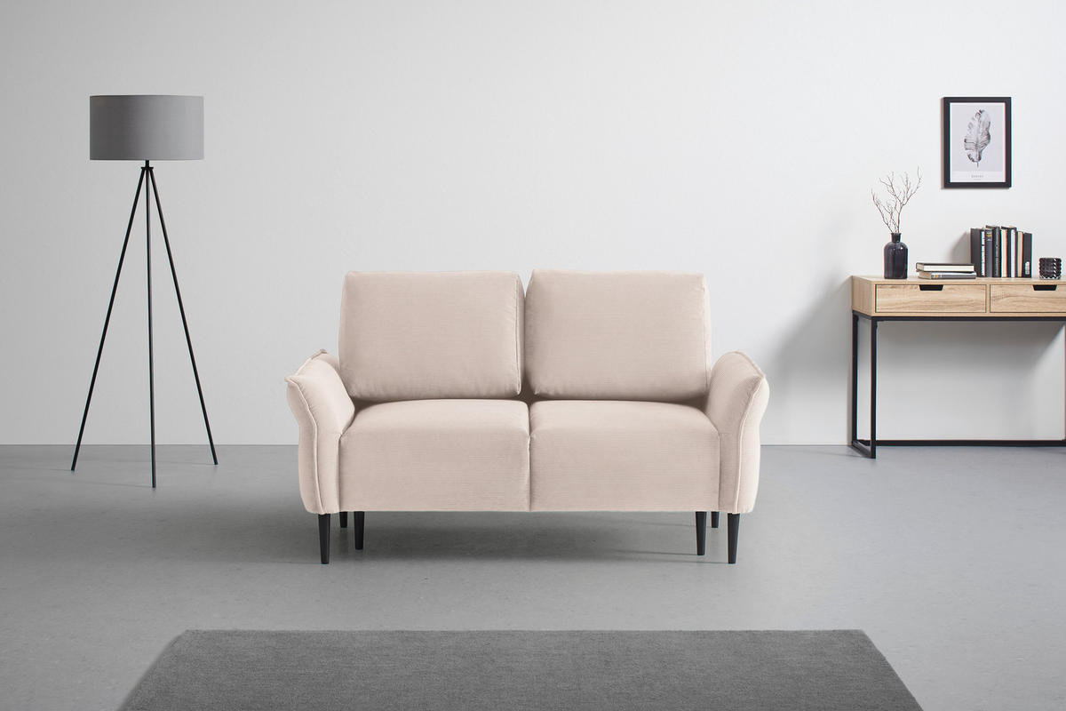 2-SITZER-SOFA Cord Greige  - Greige/Schwarz, Modern, Holz/Textil (150/85/92cm) - MID.YOU