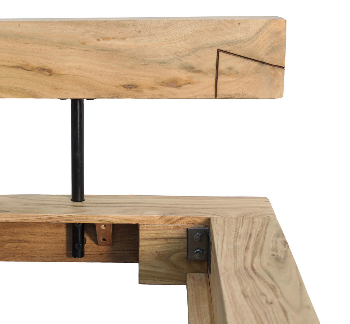 BALKENBETT 180/200 cm  in Naturfarben   - Naturfarben/Akaziefarben, MODERN, Holz (180/200cm) - MID.YOU