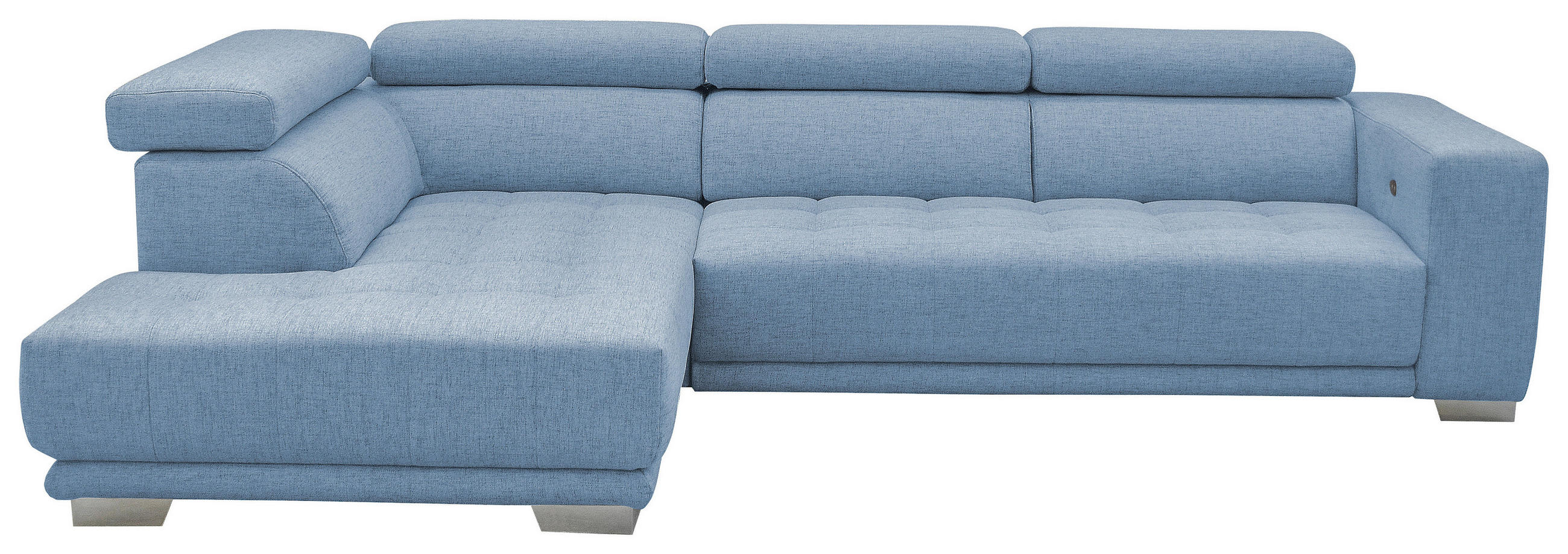 ECKSOFA Hellblau Mikrofaser  - Chromfarben/Hellblau, Design, Textil/Metall (207/301cm) - Xora