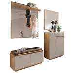 GARDEROBE 5-teilig  in 165/195/40 cm  - Sandfarben/Hellbraun, Basics, Glas/Holz (165/195/40cm) - Novel