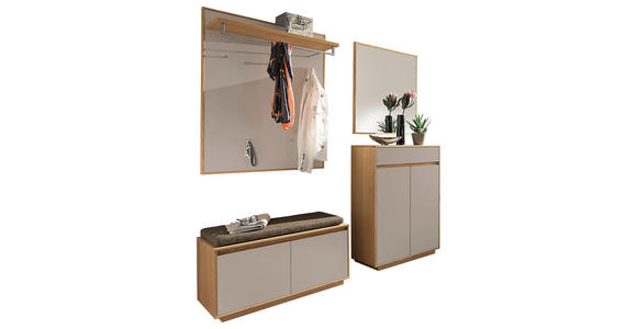 GARDEROBE 5-teilig in 165/195/40 cm - Sandfarben/Hellbraun, Basics, Glas/Holz (165/195/40cm) - Novel