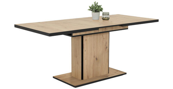 ESSTISCH Schwarz, Eiche Artisan rechteckig ausziehbar, Variantenauswahl - Schwarz/Eiche Artisan, KONVENTIONELL, Holzwerkstoff (120-160/80/76cm) - Carryhome