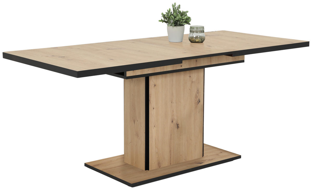 ESSTISCH in Holzwerkstoff 120-160/80/76 cm  - Schwarz/Eiche Artisan, KONVENTIONELL, Holzwerkstoff (120-160/80/76cm) - Carryhome