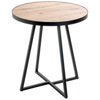 BEISTELLTISCH 52/52/48 cm Schwarz, Eichefarben rund  - Eichefarben/Schwarz, Design, Holzwerkstoff/Metall (52/52/48cm)