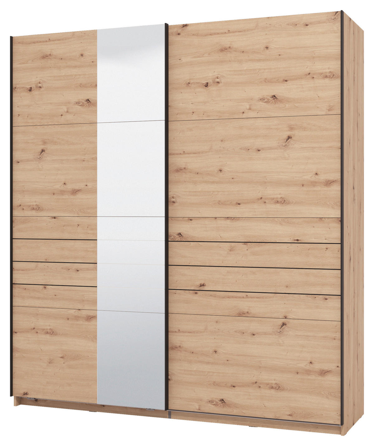 SKRIŇA S POS. DVER. – HOR.VED, dub artisan, 195/217,5/61 cm - čierna/dub artisan, Basics, kov/kompozitné drevo (195/217,5/61cm) - Xora