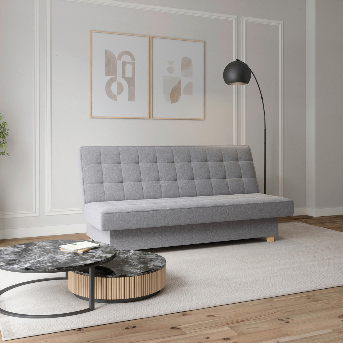 SCHLAFSOFA Hellgrau  - Hellgrau, Design, Holzwerkstoff/Kunststoff (192/92/95cm) - MID.YOU