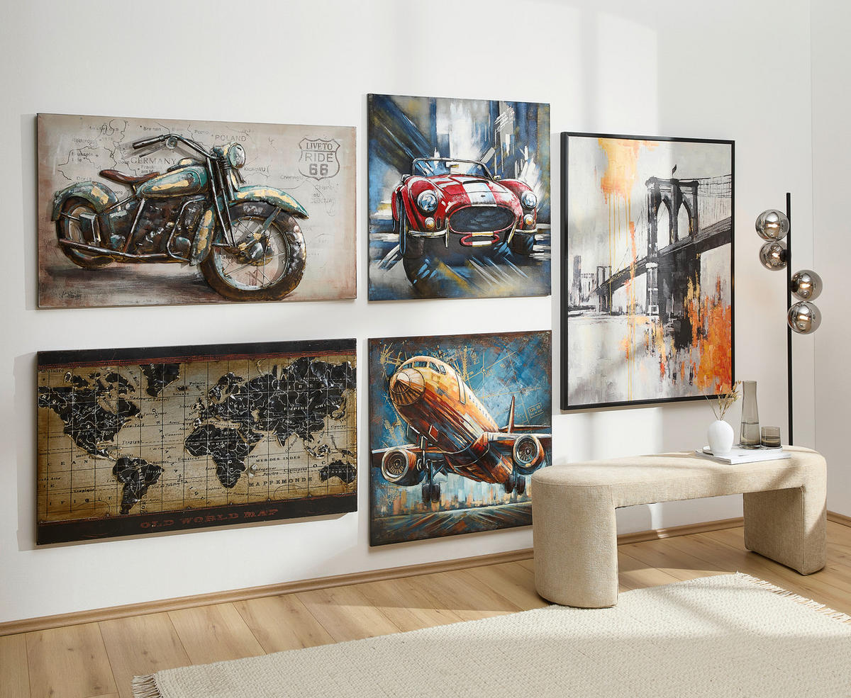 METALLBILD Weltkarte 70/120 cm  - Rostfarben/Multicolor, Trend, Metall (70/120cm) - Monee